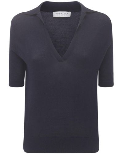 Gabriela Hearst Frank Cashmere & Silk Knit Polo Sweater - Blue