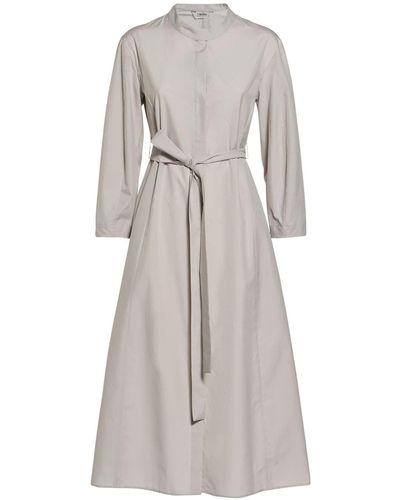 Max Mara Cloe Belted Poplin Midi Dress - Gray