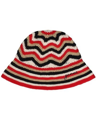 Ganni Cappello bucket in cotone organico crochet - Rosso