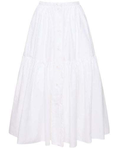 Patou Falda midi de popelina con botones - Blanco