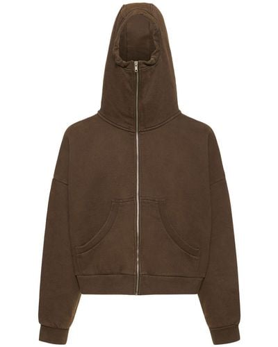 Entire studios Washed Cotton Full-Zip Hoodie - Brown