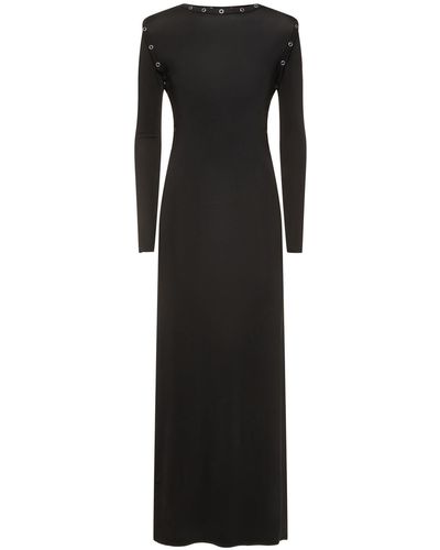 Y. Project Jersey Long Sleeve Maxi Dress W/ Snaps - Black