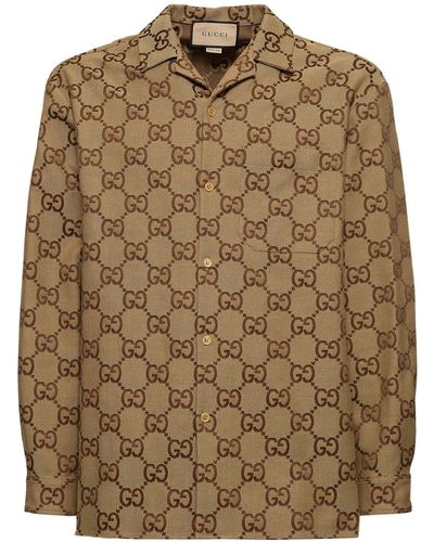 Gucci Hawaii Cotton Blend Bowling Shirt - Brown