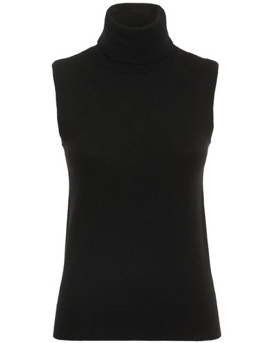 Michael Kors Sleeveless Cashmere Knit Turtleneck Top - Black