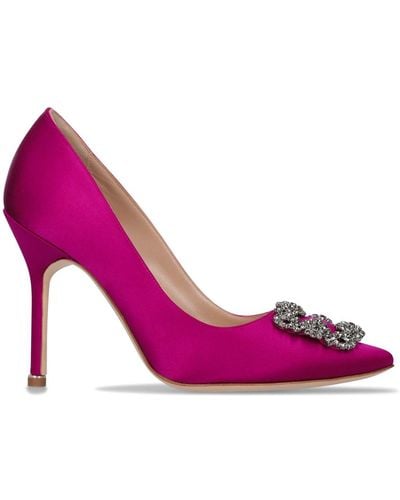 Manolo Blahnik 105mm Hangisi Satin Court Shoes - Pink