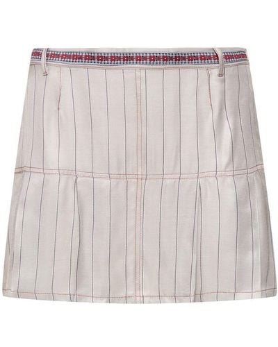Cormio Chelsey Pleated Viscose Mini Skirt - White