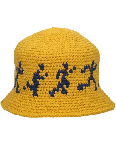 Kidsuper Running Guys Cotton Crochet Hat - Yellow