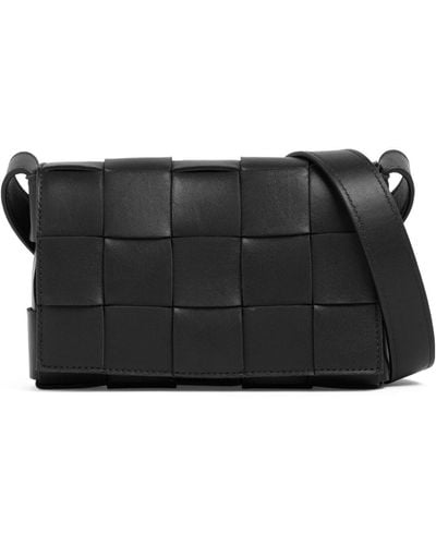 Bottega Veneta Small Cassette Leather Crossbody Bag - Black