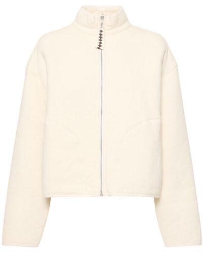 Jil Sander Cotton Fleece Jacket W/zip - Natural