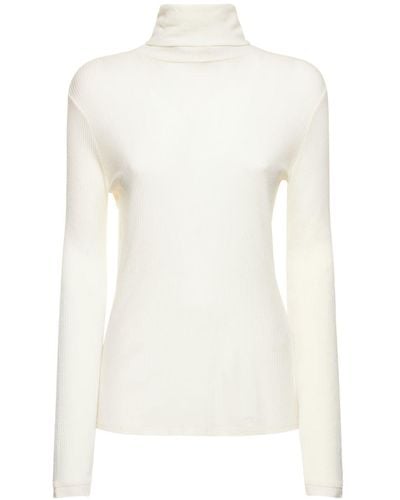 Loulou Studio Camisa de viscosa con cuello alto - Blanco