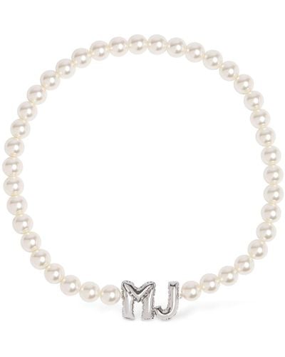 Marc Jacobs Mj Balloon Faux Pearl Collar Necklace - White