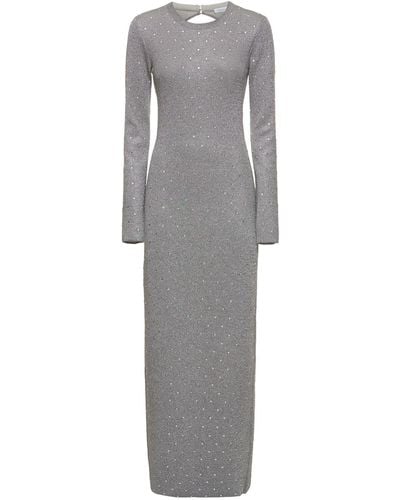 Rabanne Embellished Lurex Knit Open Back Dress - Grey