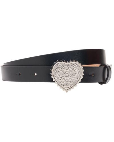 DSquared² 25mm Open Your Heart Leather Belt - White