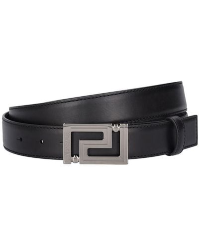 Versace 30mm Greca Leather Belt - White