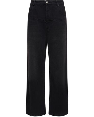 Isabel Marant Jeans anchos de lyocell y algodón - Negro