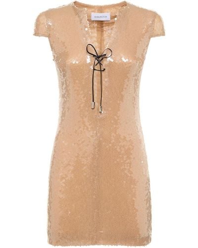 16Arlington Seer Sequined Lace-Up Mini Dress - Natural