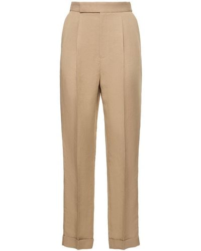 Ralph Lauren Collection Linen Blend Straight Trousers - Natural