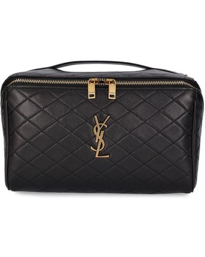 Saint Laurent Trousse à maquillage en cuir gaby - Noir