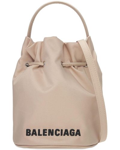Balenciaga Wheel Nylon Bucket Bag - Natural