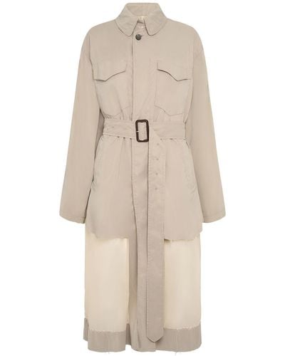 Maison Margiela Trench-coat long en gabardine avec ceinture - Neutre