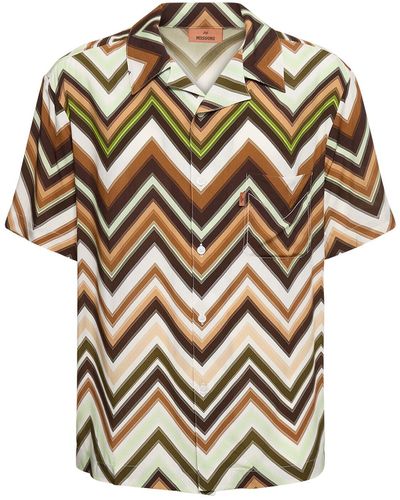 Missoni Chemise manches courtes en viscose zig zag - Marron