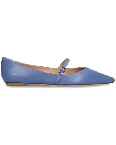 Stuart Weitzman 5Mm Emilia Leather Flat Shoes - Blue