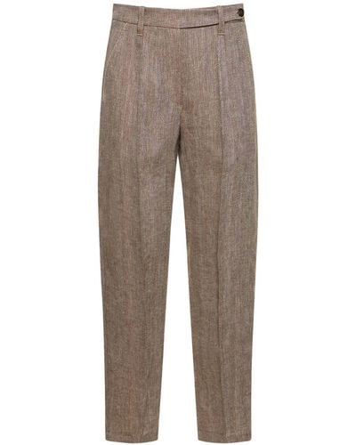 Brunello Cucinelli Pantalones de lino - Gris
