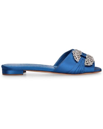 Manolo Blahnik Zapatos planos de satén 10mm - Azul