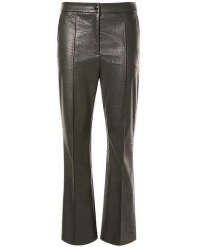 Max Mara Queva Croc Faux Leather Straight Trousers - Grey