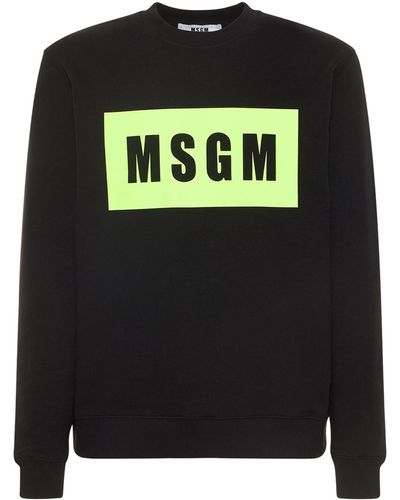 MSGM Sweat-shirt En Jersey De Coton Imprimé Logo - Noir