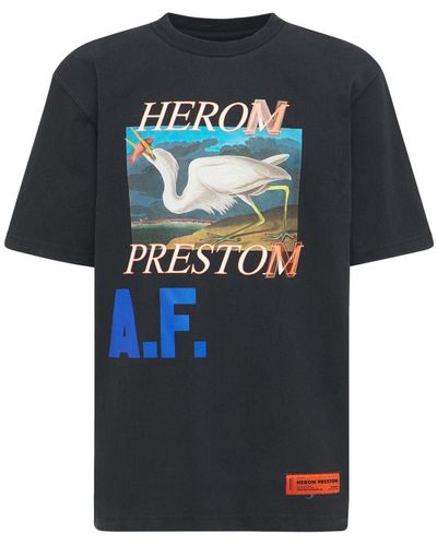 Heron Preston T-shirt Aus Jersey Mit Fake-druck - Schwarz