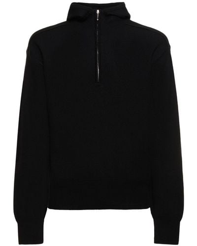 Burberry Suéter de lana con media cremallera - Negro