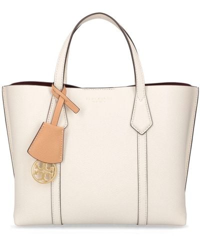 Tory Burch Sm Perry Triple-Compartment Leather Tote - Natural