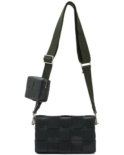 Bottega Veneta Medium Intreccio Leather Crossbody Bag - Black