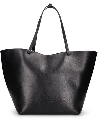The Row Xl Park Vegetable Tanned Leather Tote - Black