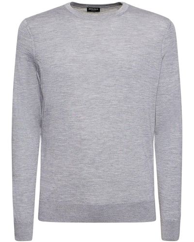 Zegna Sweater Aus Kaschmir- Und Seidenstrick - Grau