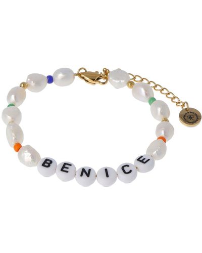 Sporty & Rich Be Nice Faux Pearl & Bead Bracelet - Natural
