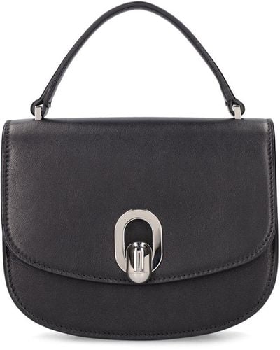 SAVETTE Mini Tondo Leather Top Handle Bag - Black