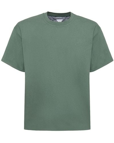 Bottega Veneta T-shirt Aus Baumwollpopeline Und Jersey - Grün