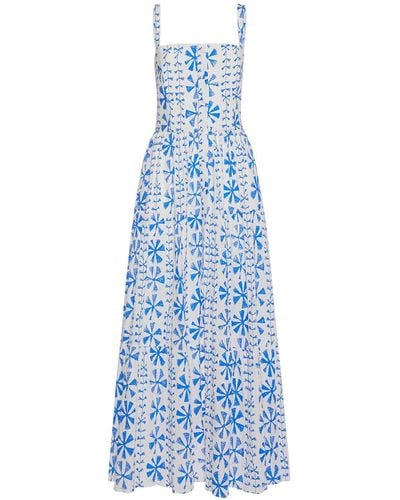 Borgo De Nor Jia printed cotton midi dress - Blu