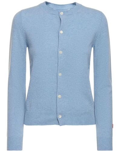 COMME DES GARÇONS PLAY Embroidered Heart Wool Knit Cardigan - Blue