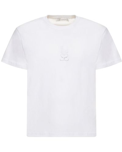 Ludovic de Saint Sernin Crystal Logo Cotton T-Shirt - White