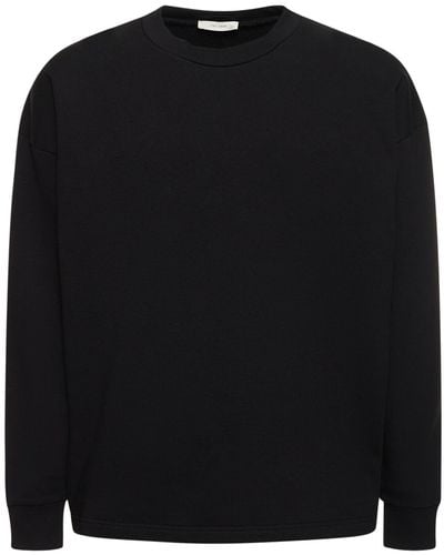 The Row Ezan Cotton Crewneck Sweatshirt - Black