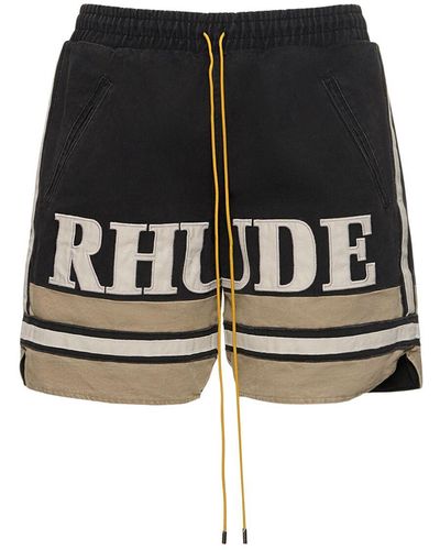 Rhude Shorts de algodón bordado - Negro