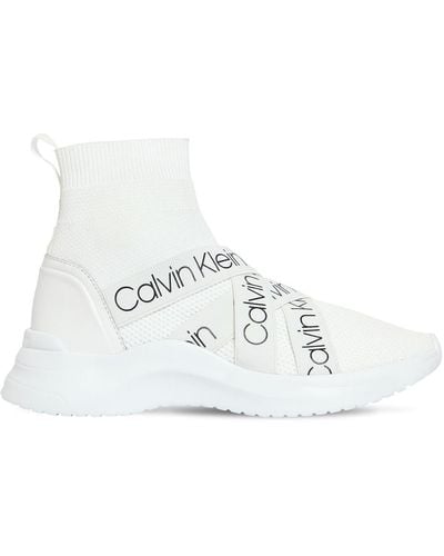 Calvin Klein 30mm Umney Knit Sock Sneakers - White