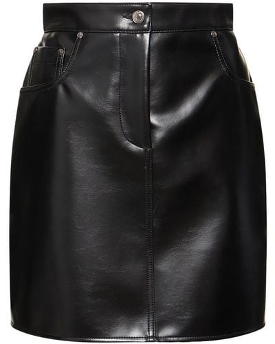 MSGM Faux Leather Mini Skirt - Black