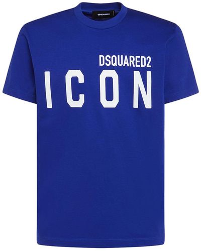 DSquared² Printed logo cotton t-shirt - Azul