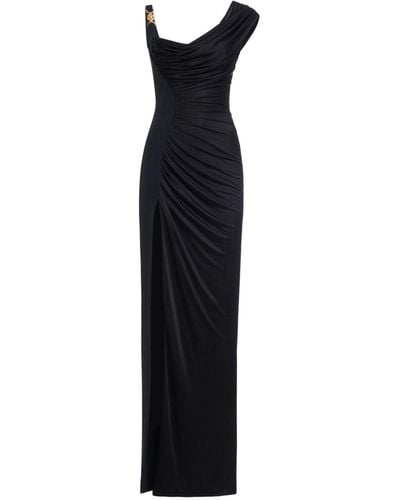 Versace Draped Jersey Gown - Blue