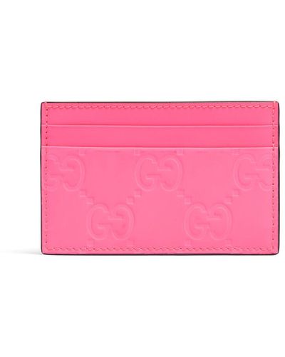 Gucci Rubberized Leather gg Card Case - Pink