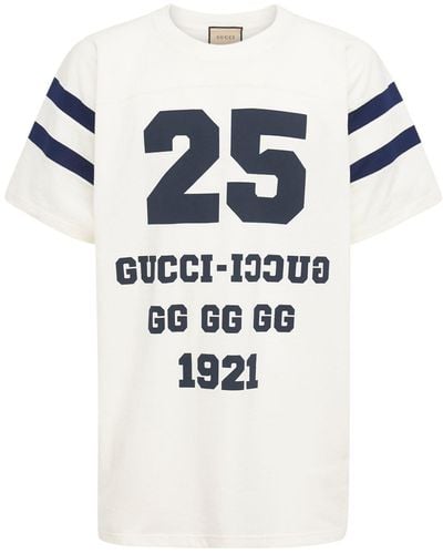 Gucci T-shirt Aus Baumwolle "25 Eschatologie 1921" - Weiß